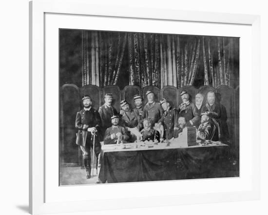 Members of the Commune at the Hotel De Ville in Paris and Field Officers Deliberating, 1871-null-Framed Giclee Print