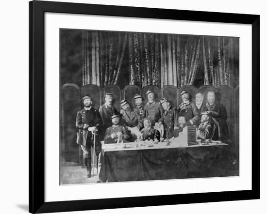 Members of the Commune at the Hotel De Ville in Paris and Field Officers Deliberating, 1871-null-Framed Giclee Print