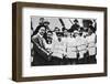 Members of the crew of the Titanic in their life jackets, 1912. Artist: Unknown-Unknown-Framed Photographic Print