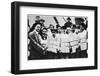 Members of the crew of the Titanic in their life jackets, 1912. Artist: Unknown-Unknown-Framed Photographic Print