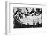 Members of the crew of the Titanic in their life jackets, 1912. Artist: Unknown-Unknown-Framed Photographic Print