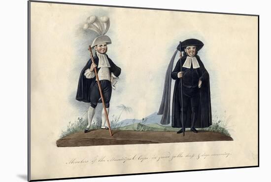 Members of the Municipal Corps in Grand Galla Dress of Deep Mourning-null-Mounted Giclee Print