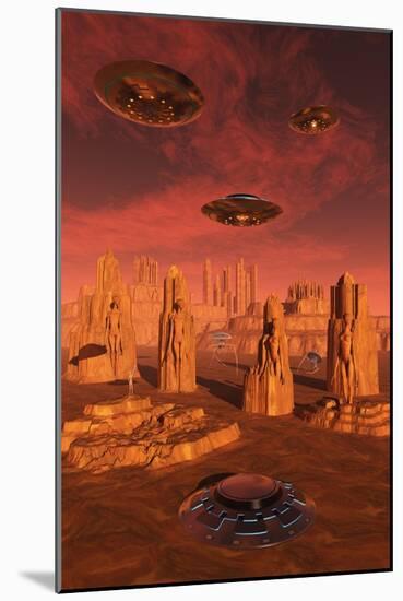 Members of the Planets Advanced Civilization Leaving Mars-null-Mounted Art Print