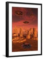 Members of the Planets Advanced Civilization Leaving Mars-null-Framed Art Print