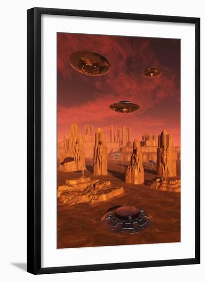 Members of the Planets Advanced Civilization Leaving Mars-null-Framed Art Print