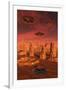 Members of the Planets Advanced Civilization Leaving Mars-null-Framed Art Print