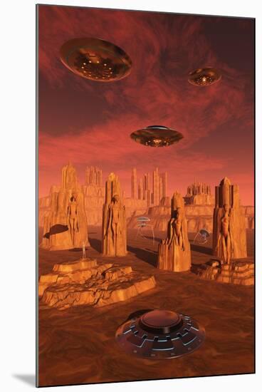 Members of the Planets Advanced Civilization Leaving Mars-null-Mounted Art Print