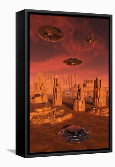 Members of the Planets Advanced Civilization Leaving Mars-null-Framed Stretched Canvas