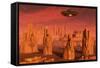 Members of the Planets Advanced Civilization Leaving Mars-null-Framed Stretched Canvas