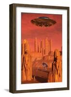 Members of the Planets Advanced Civilization Leaving Mars-null-Framed Art Print