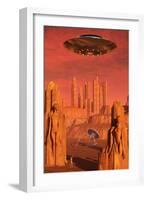 Members of the Planets Advanced Civilization Leaving Mars-null-Framed Art Print