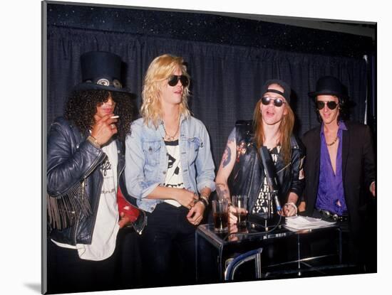 Members of the Rock Group Guns N' Roses Slash, Duff Mckagan, Axl Rose and Izzy Stradlin-null-Mounted Premium Photographic Print