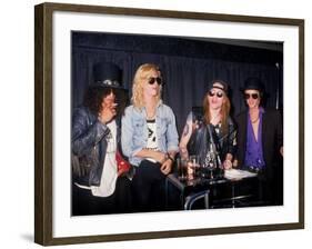 Members of the Rock Group Guns N' Roses Slash, Duff Mckagan, Axl Rose and Izzy Stradlin-null-Framed Premium Photographic Print