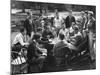 Members of the Throop Club Playing a Poker Game in the Courtyard of their Club Building-Bernard Hoffman-Mounted Photographic Print