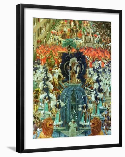 Members of the Unidos Do Cabucu Samba School Parade in the Sambadrome-null-Framed Photographic Print