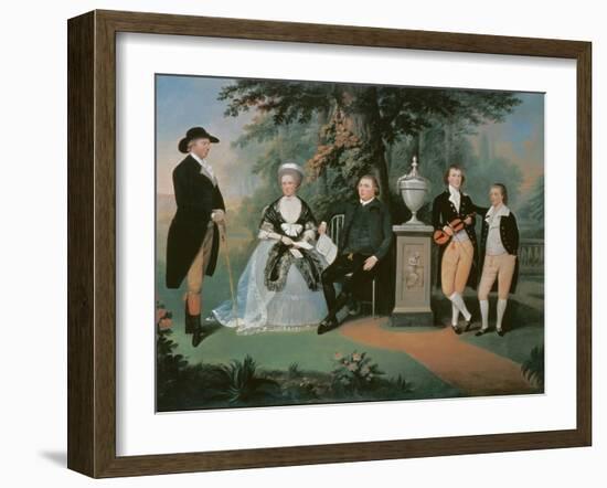 Members of the Wilson family grouped round a memorial of William Pitt the Younger-John Downman-Framed Giclee Print