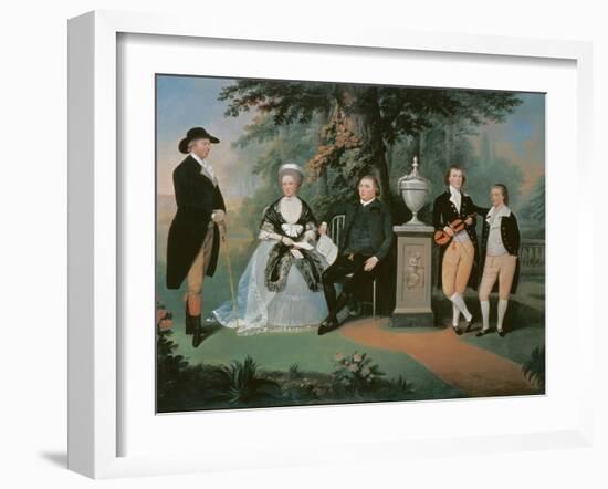 Members of the Wilson family grouped round a memorial of William Pitt the Younger-John Downman-Framed Giclee Print