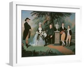 Members of the Wilson family grouped round a memorial of William Pitt the Younger-John Downman-Framed Giclee Print