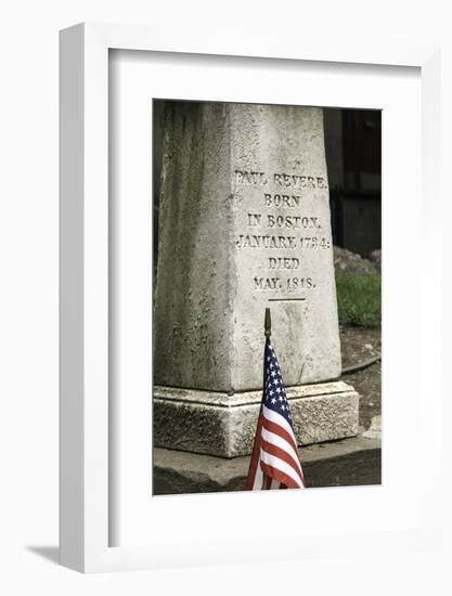 Memorial at Paul Revere's Grave in the Old Granary Burying Ground in Boston-John Woodworth-Framed Photographic Print