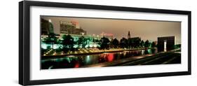 Memorial Lit Up at Dusk, Oklahoma City National Memorial, Alfred P. Murrah Federal Building-null-Framed Photographic Print