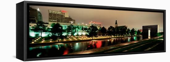 Memorial Lit Up at Dusk, Oklahoma City National Memorial, Alfred P. Murrah Federal Building-null-Framed Stretched Canvas