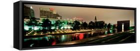 Memorial Lit Up at Dusk, Oklahoma City National Memorial, Alfred P. Murrah Federal Building-null-Framed Stretched Canvas