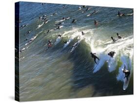 Memorial Paddle Out in Remembrance for Professional Surfer Andy Irons, Huntington Beach, Usa-Micah Wright-Stretched Canvas