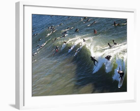 Memorial Paddle Out in Remembrance for Professional Surfer Andy Irons, Huntington Beach, Usa-Micah Wright-Framed Photographic Print