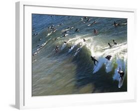 Memorial Paddle Out in Remembrance for Professional Surfer Andy Irons, Huntington Beach, Usa-Micah Wright-Framed Photographic Print