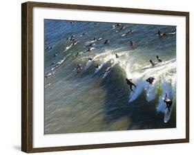 Memorial Paddle Out in Remembrance for Professional Surfer Andy Irons, Huntington Beach, Usa-Micah Wright-Framed Photographic Print