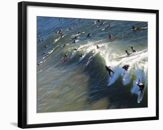 Memorial Paddle Out in Remembrance for Professional Surfer Andy Irons, Huntington Beach, Usa-Micah Wright-Framed Photographic Print