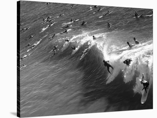 Memorial Paddle Out in Remembrance for Professional Surfer Andy Irons, Huntington Beach, Usa-Micah Wright-Stretched Canvas