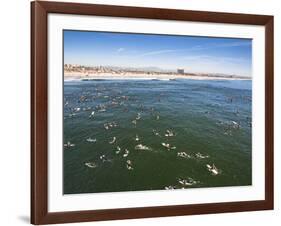 Memorial Paddle Out in Remembrance for Professional Surfer Andy Irons, Huntington Beach, Usa-Micah Wright-Framed Photographic Print