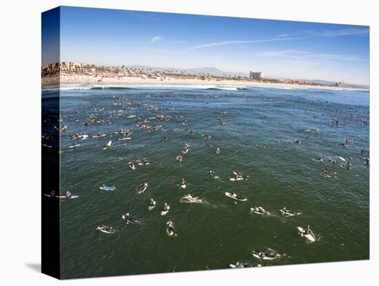 Memorial Paddle Out in Remembrance for Professional Surfer Andy Irons, Huntington Beach, Usa-Micah Wright-Stretched Canvas