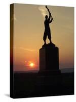 Memorial Statue of a Civil War Soldier on Cemetery Ridge on Gettysburg Battlefield-null-Stretched Canvas