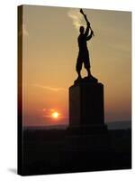 Memorial Statue of a Civil War Soldier on Cemetery Ridge on Gettysburg Battlefield-null-Stretched Canvas