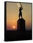 Memorial Statue of a Civil War Soldier on Cemetery Ridge on Gettysburg Battlefield-null-Framed Stretched Canvas