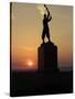 Memorial Statue of a Civil War Soldier on Cemetery Ridge on Gettysburg Battlefield-null-Stretched Canvas