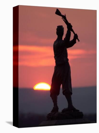 Memorial Statue of a Civil War Soldier on Cemetery Ridge on Gettysburg Battlefield-null-Stretched Canvas