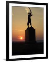 Memorial Statue of a Civil War Soldier on Cemetery Ridge on Gettysburg Battlefield-null-Framed Photographic Print