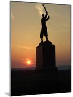 Memorial Statue of a Civil War Soldier on Cemetery Ridge on Gettysburg Battlefield-null-Mounted Photographic Print