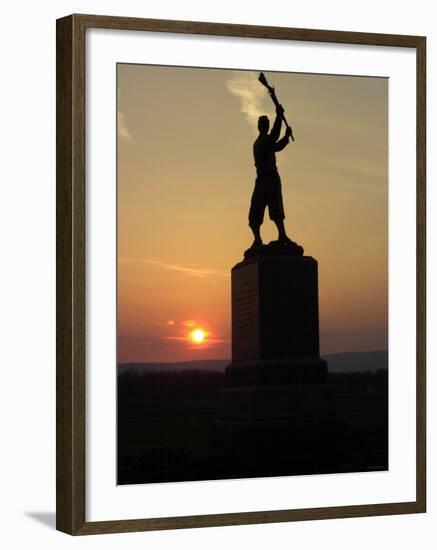 Memorial Statue of a Civil War Soldier on Cemetery Ridge on Gettysburg Battlefield-null-Framed Photographic Print