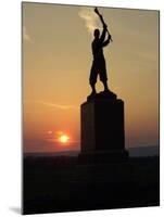 Memorial Statue of a Civil War Soldier on Cemetery Ridge on Gettysburg Battlefield-null-Mounted Photographic Print
