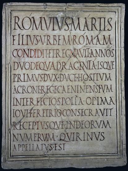 Memorial Stone Bearing Inscription About Romulus Martis Filius Romulus