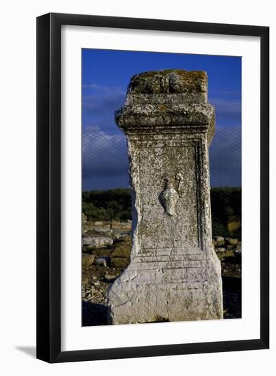 Memorial Stone with Aquarius in Relief, Ancient City of Cannae, Battle of Cannae, Puglia, Italy-null-Framed Giclee Print