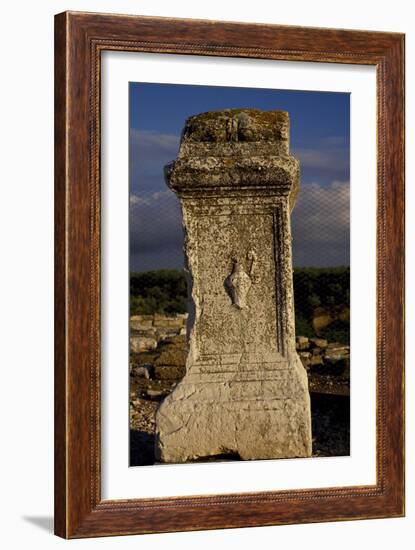 Memorial Stone with Aquarius in Relief, Ancient City of Cannae, Battle of Cannae, Puglia, Italy-null-Framed Giclee Print