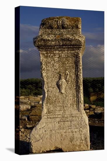 Memorial Stone with Aquarius in Relief, Ancient City of Cannae, Battle of Cannae, Puglia, Italy-null-Stretched Canvas