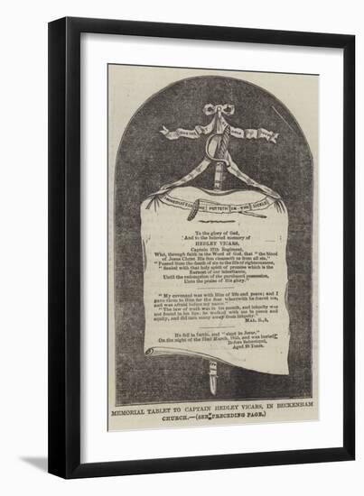 Memorial Tablet to Captain Hedley Vicars, in Beckenham Church-null-Framed Giclee Print