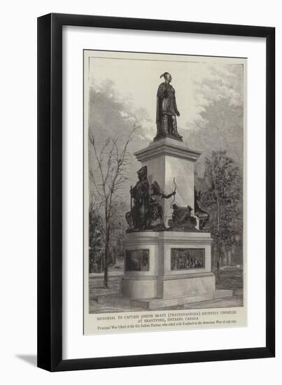 Memorial to Captain Joseph Brant (Thayendanegea) Recently Unveiled at Brantford, Ontario, Canada-null-Framed Giclee Print