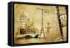 Memories About Paris.. Vintage Photoalbum Series-Maugli-l-Framed Stretched Canvas